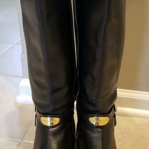 Michael Kors AA13F Leather Tall  Black Boots S 10